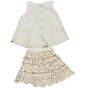 Vtg 2 pc matching crochet skirt top girls size 6X